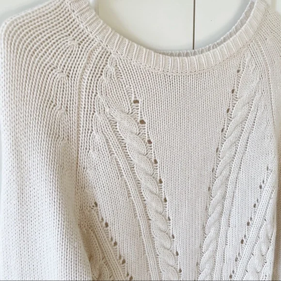 Autumn Cashmere Cable Knit Cashmere Blend Cable Knit Cream Sweater Size XS - Picture 5 of 7